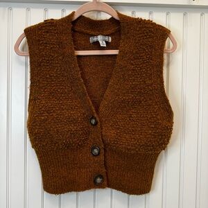 Urban Outfitters Chunky Knit Brown Button-Front Sweater Vest